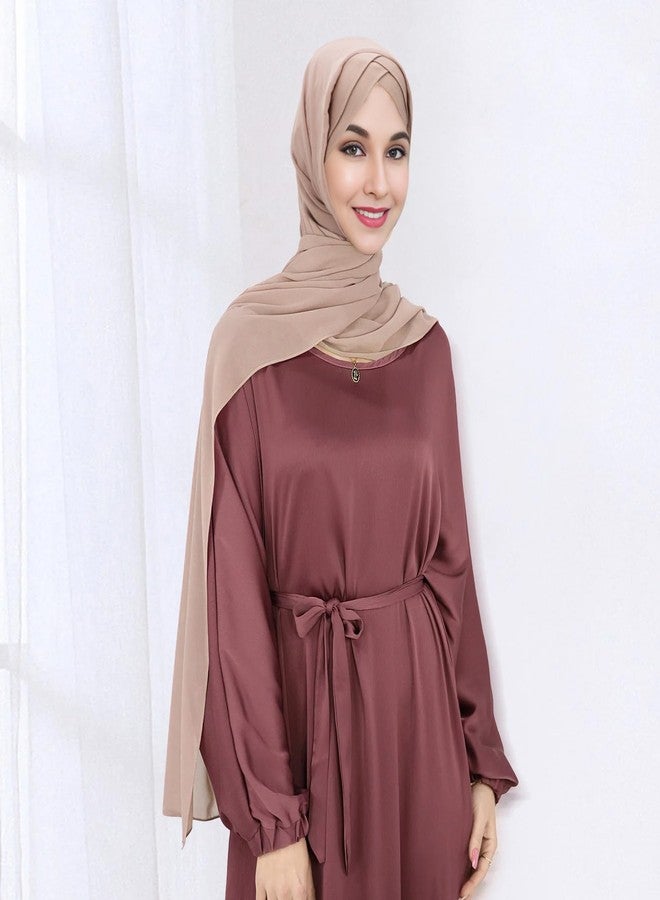 XEPST Instant Hijab for Women, Islamic Muslim Chiffon Hijab with Matching Cross Hijab Undercap Soft Instant Hijab Ready to Wear Solid Color Headscarf Turban Wrap Hijab Scarf for Women, Khaki - Image 5